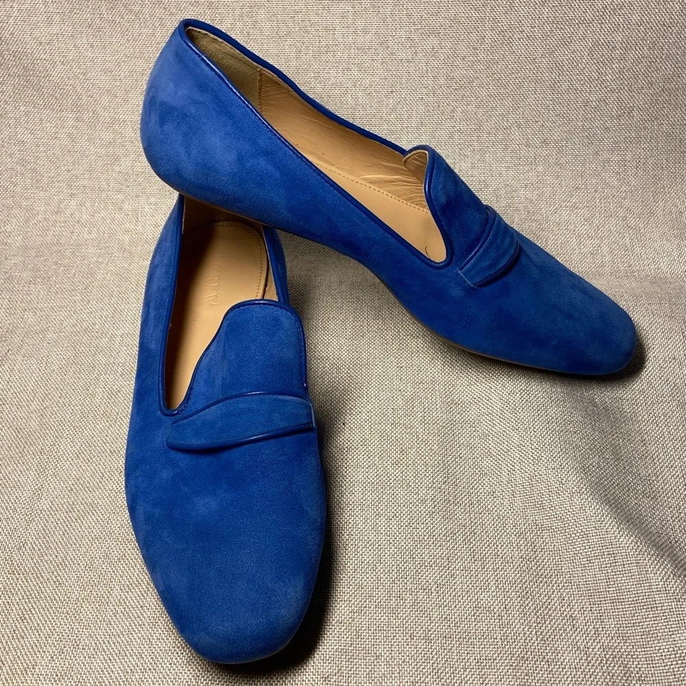 Women's Suede Penny Loafers in Royal Blue. Size 7